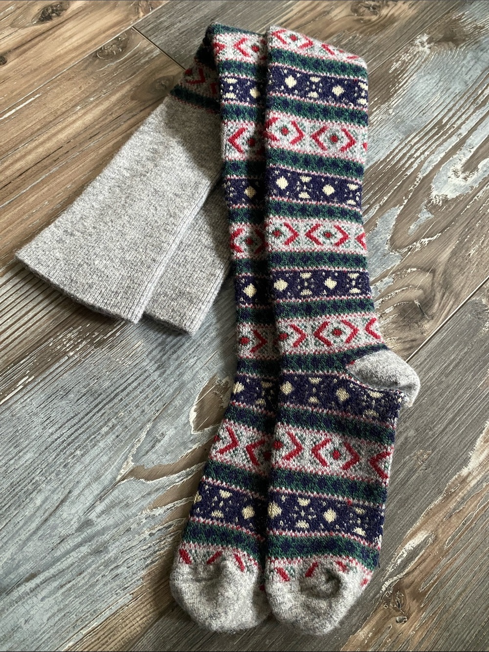 🦋Rare Vintage🦋Free People🦋Fair Isle Thigh High Socks - Picture 2 of 8